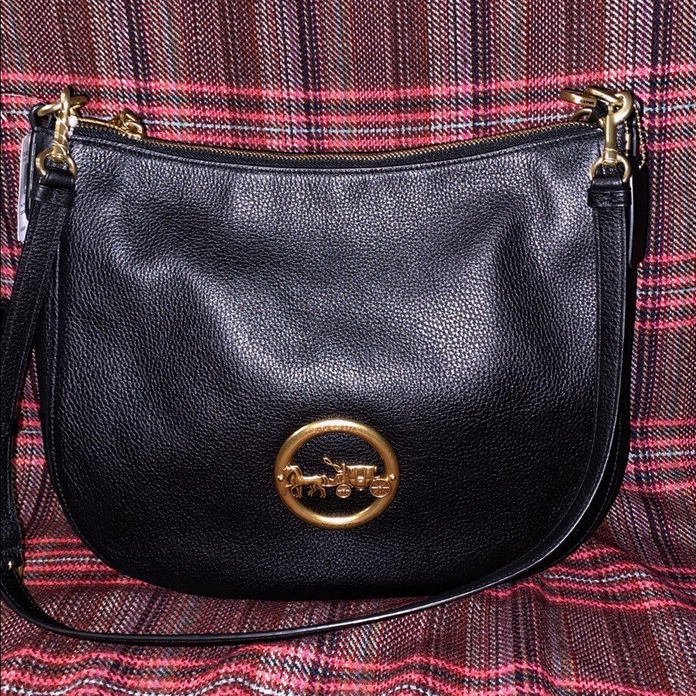 Coach black leather purse with gold hardware